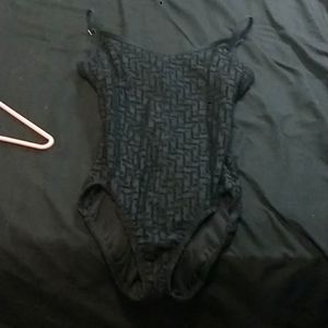 Black polyester bathing suit